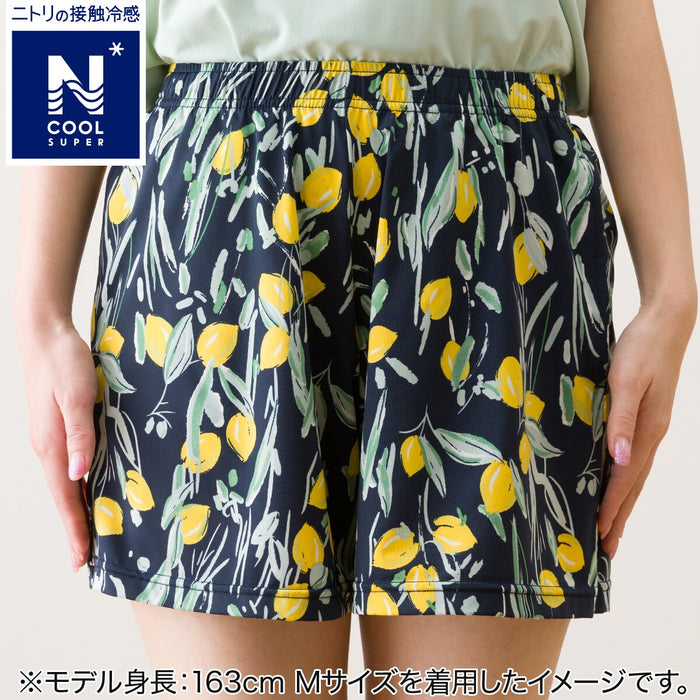 WOMEN'S SUPER COOL SHORT LENGTH ROOM PANTS,LEMON PATTERN L