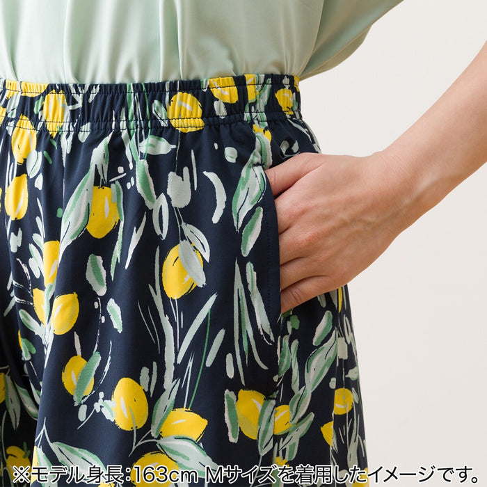 WOMEN'S SUPER COOL SHORT LENGTH ROOM PANTS,LEMON PATTERN L