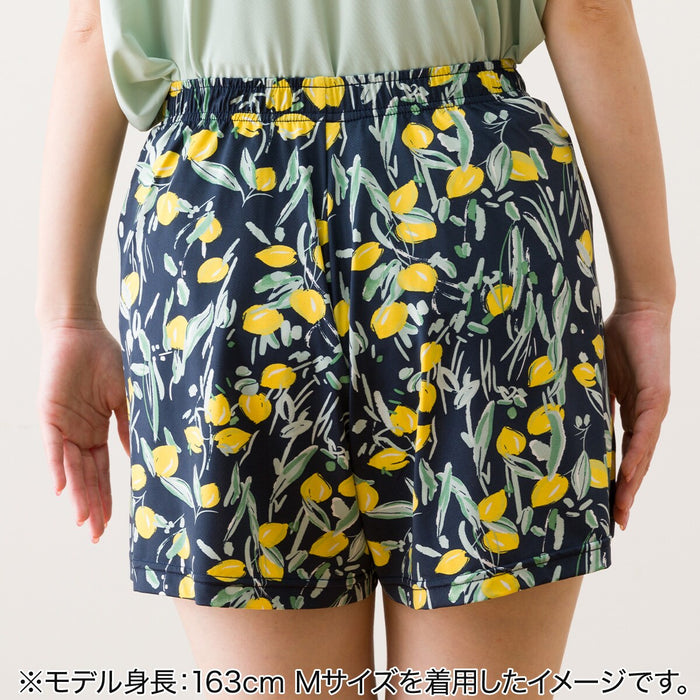 WOMEN'S SUPER COOL SHORT LENGTH ROOM PANTS,LEMON PATTERN L