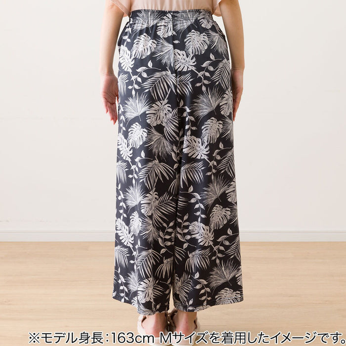 WOMEN'S COOL LONG LENGTH ROOM PANTS LEAF PATTERN L