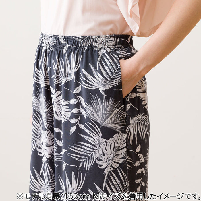 WOMEN'S COOL LONG LENGTH ROOM PANTS LEAF PATTERN L