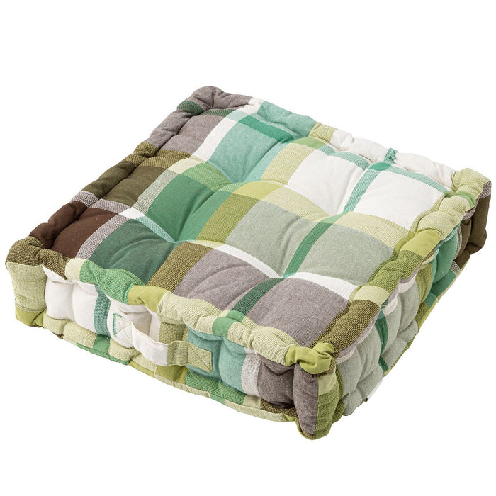 YARN DYED GREEN CHECK BOX CUSHION 45X45