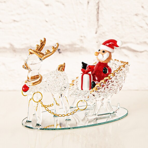 GLASS TRAY ORNAMENT SANTA RW-G65