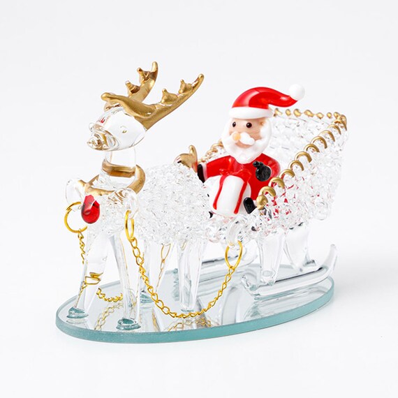 GLASS TRAY ORNAMENT SANTA RW-G65