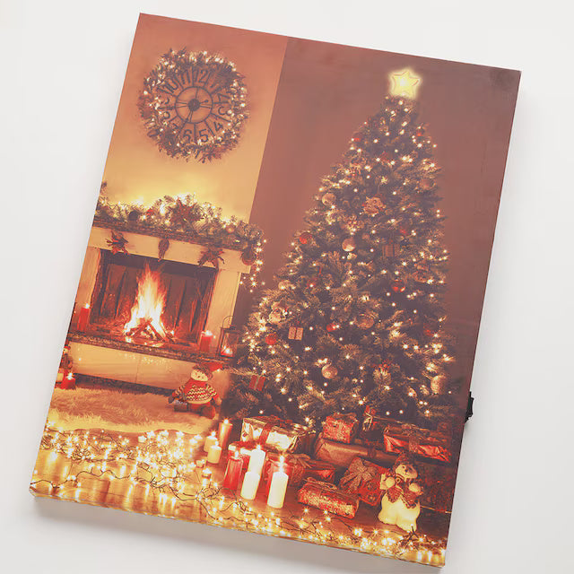 CHRISTMAS LED POSTER FIREPLACE/TREE n3ZF