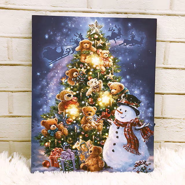 CHRISTMAS LED POSTER SNOWMAN/TREE n3ZF