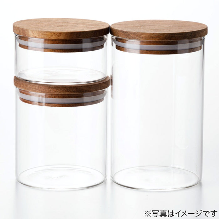 ACACIA LID GLASS CANISTER L 820ML