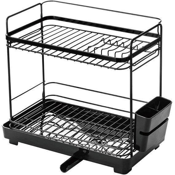 DISH DRAINER DOUBLE COATING 2TIER-SLIM BK